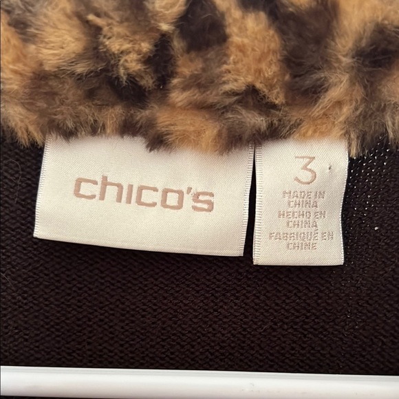 Chico's Tan and Black Leopard Faux Fur Vest - Picture 3 of 5